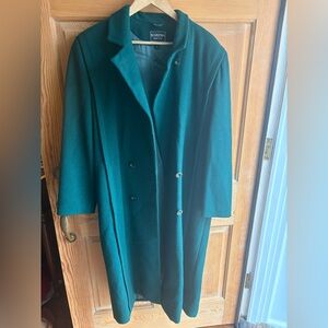 100% Wool Green Overcoat Coat size women’s 14